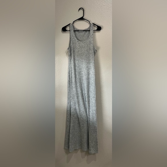 No Brand Dresses & Skirts - Women’s Sleeveless Ribbed Maxi Texture Tank Dress Gray Lightweight Sz L Chic